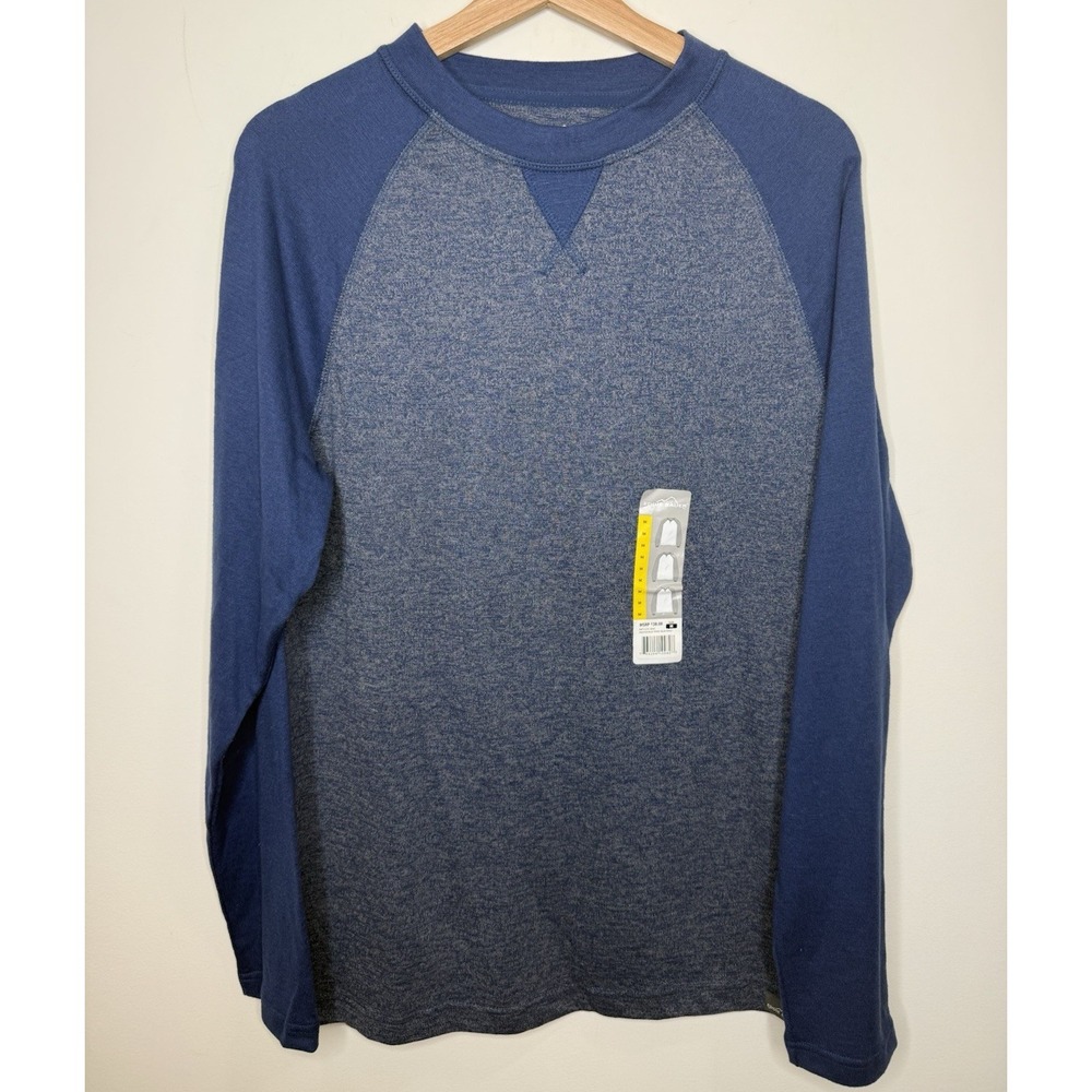 Eddie Bauer Crewneck T-Shirt Men's Medium Blue Long‎ Sleeve Basic Baseball NEW